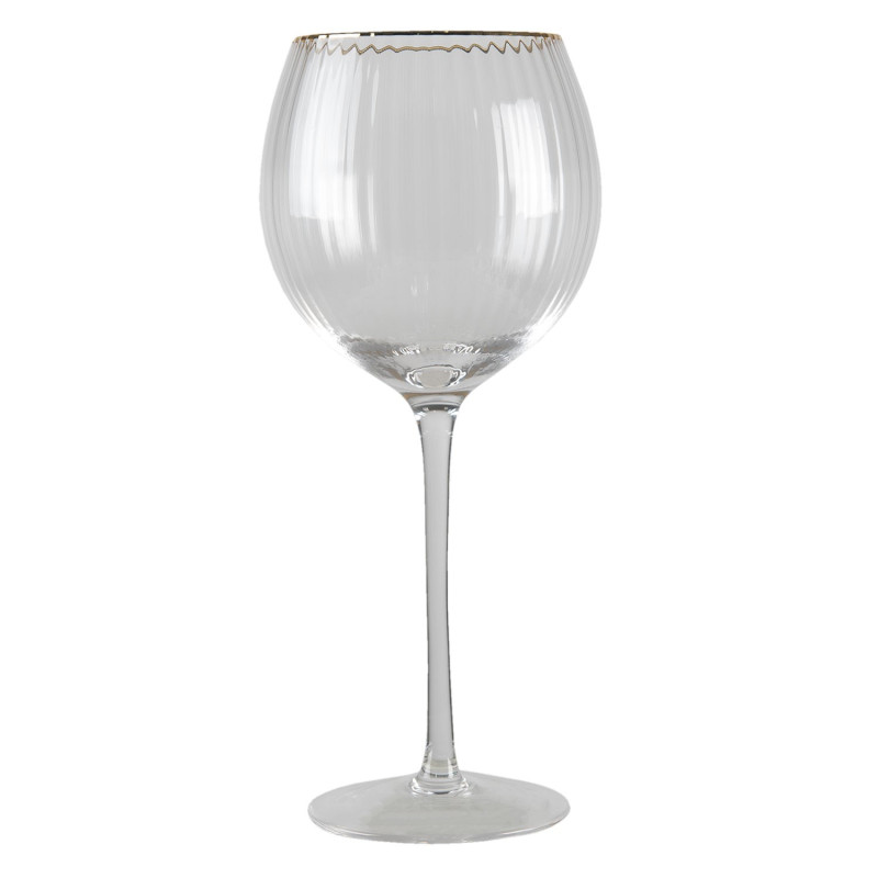 Sklenice na víno s vroubkováním a zlatou linkou Pim - Ø10*22 cm / 500ml