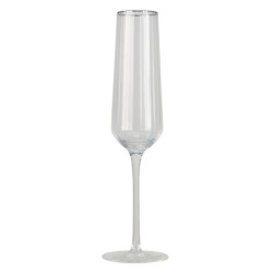 Sklenice na šampaňské s vroubkováním a zlatou linkou Pim - Ø 7*26 cm/250ml