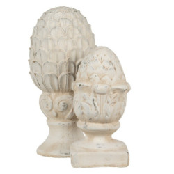 Béžová dekorace šiška na podstavci Pine  - 11*11*21 cm