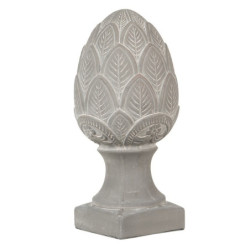 Šedá dekorace šiška na podstavci Pine L  - Ø16*33 cm
