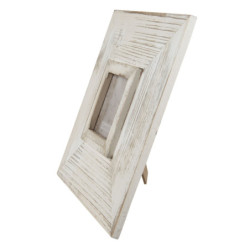 Bílý antik dřevěný fotorámeček s patinou - 25*2*25 cm / 9*9 cm