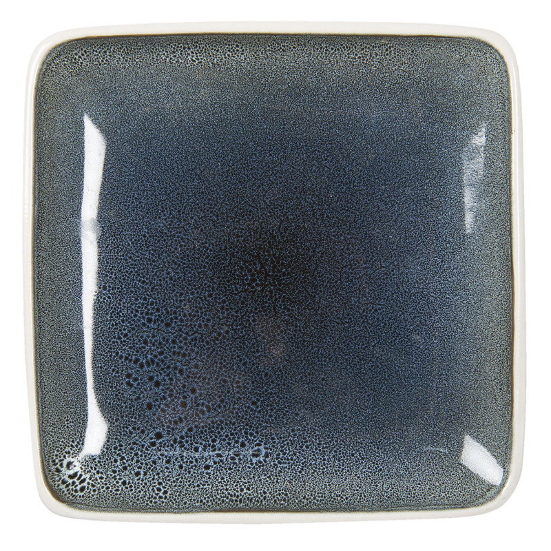 Šedomodrý čtvercový keramický talíř - 27*27*3 cm