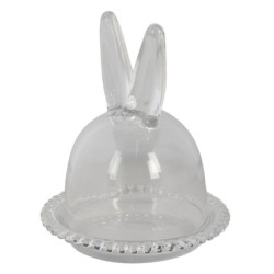 Skleněný podnos s poklopem a oušky Rabbit - Ø 14*16 cm