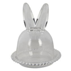 Skleněný podnos s poklopem a oušky Rabbit - Ø 14*16 cm