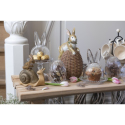 Skleněná úložná nádoba s víkem ve tvaru vajíčka - Ø 9*12 cm