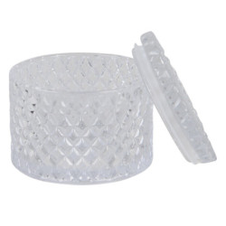 Skleněná mřížkovaná dóza s víkem - Ø 11*8 cm