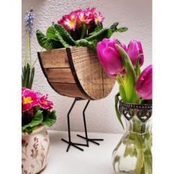 Dekorační dřevěný obal na květiny na kovových nožkách - 17*13*25 cm