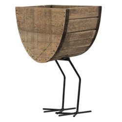 Dekorační dřevěný obal na květiny na kovových nožkách - 17*13*25 cm