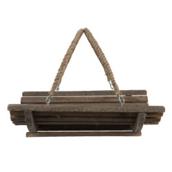 Dřevěný půlkruhový košík s jutovými uchy - 40*29*10 cm