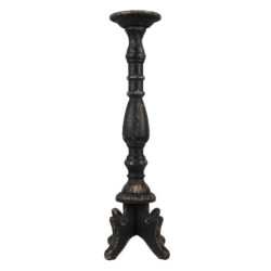 Černý antik dřevěný svícen Vien - Ø 21*60 cm