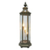 Bronzová antik stolní lampa ve tvaru lucerny - 29*25*79 cm / 3*E14