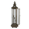 Bronzová antik stolní lampa ve tvaru lucerny - 29*25*79 cm / 3*E14