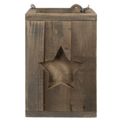 Dřevěná retro lucerna s hvězdou Star - 19*19*28 cm