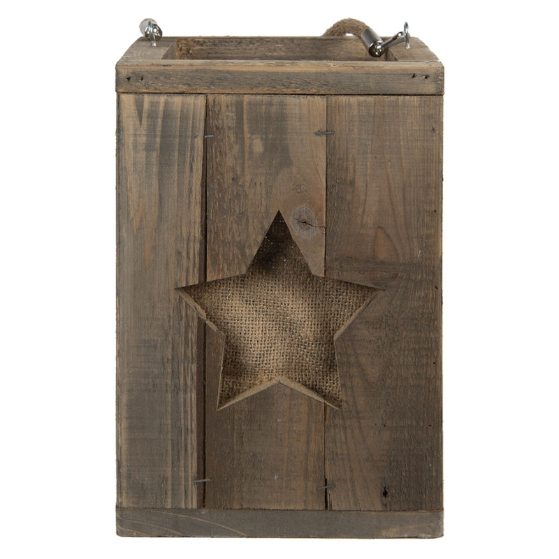 Dřevěná retro lucerna s hvězdou Star - 19*19*28 cm