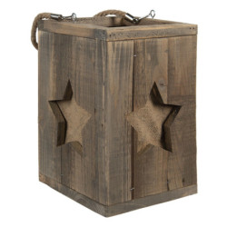 Dřevěná retro lucerna s hvězdou Star - 19*19*28 cm
