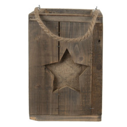 Dřevěná retro lucerna s hvězdou Star - 19*19*28 cm