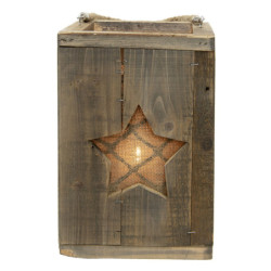 Dřevěná retro lucerna s hvězdou Star - 19*19*28 cm