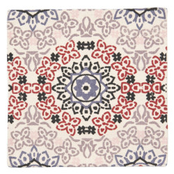 Béžový režný bavlněný povlak na polštář s barevnými ornamenty - 50*50 cm