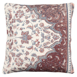 Růžový režný bavlněný povlak na polštář s ornamenty - 50*50 cm