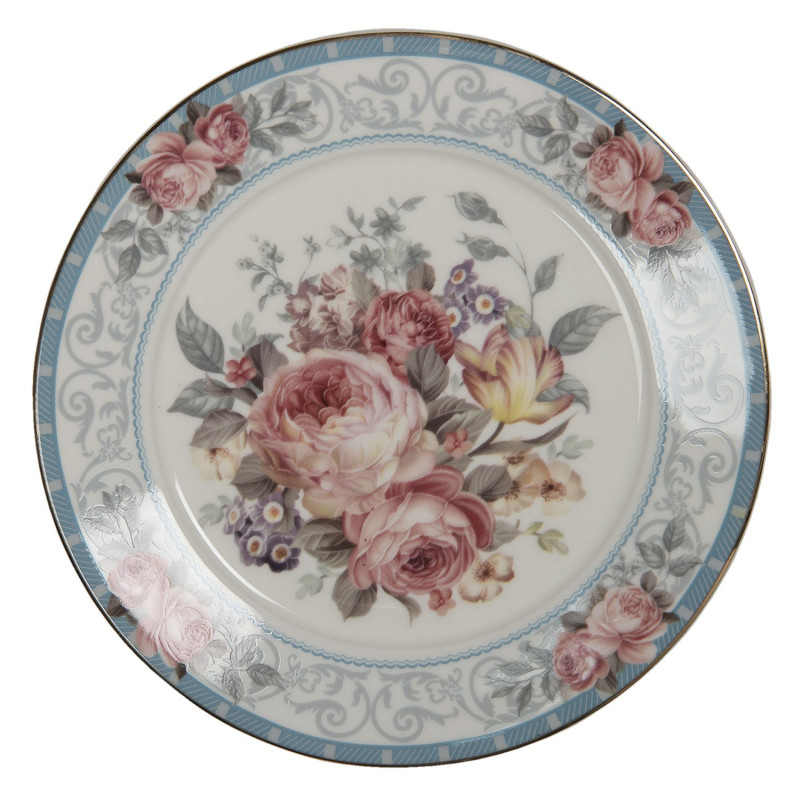 Porcelánový dezertní talířek se zlatou linkou Peony Rosé - Ø 21*2 cm