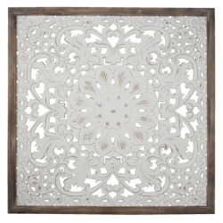 Dřevěná antik nástěnná dekorace ornament květina Klié - 95*4*95 cm