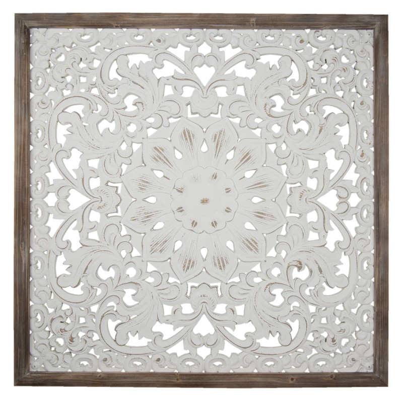 Dřevěná antik nástěnná dekorace ornament květina Klié - 95*4*95 cm