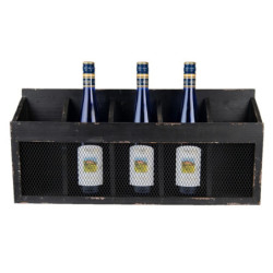 Černá antik nástěnná police na víno Baesta - 60*13*28 cm