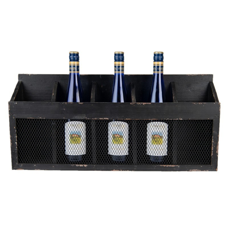Černá antik nástěnná police na víno Baesta - 60*13*28 cm