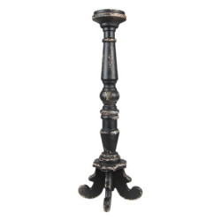 Černý antik dřevěný svícen - Ø 16*65 cm