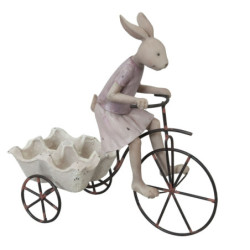 Stojan na vajíčka se zaječicí na kole - 26*11*24 cm