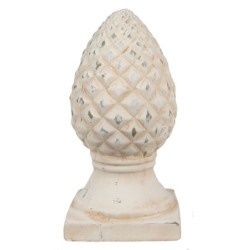 Béžová dekorace šiška na podstavci Pine  - Ø14*28 cm