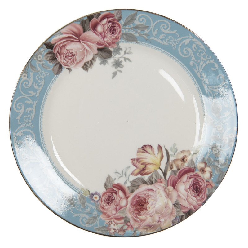 Porcelánový jídelní talíř se zlatou linkou Peony Rosé - Ø 26*2 cm
