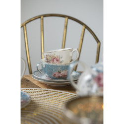 Porcelánový šálek s podšálkem Peony Rosé - Ø 10*8 / Ø 15*2 cm / 220 ml