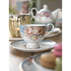 Porcelánový šálek s podšálkem Peony Rosé  - Ø 9*8 / Ø 15*2 cm / 200 ml