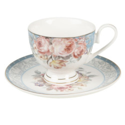 Porcelánový šálek s podšálkem Peony Rosé  - Ø 9*8 / Ø 15*2 cm / 200 ml
