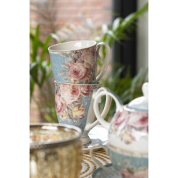 Porcelánový hrnek se zlatou linkou Peony Rosé - 11*8*10 cm / 300 ml