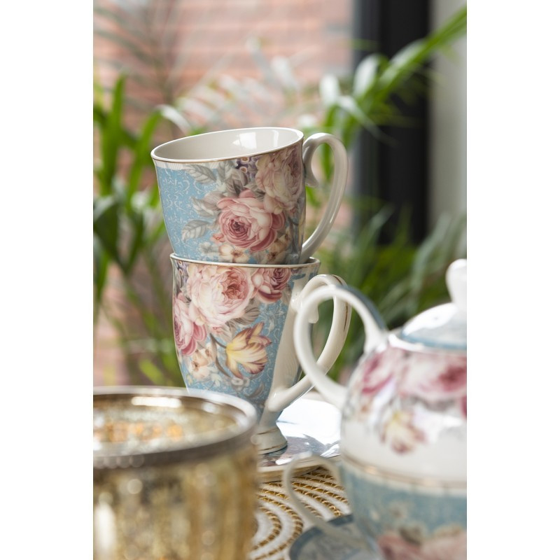 Porcelánový hrnek se zlatou linkou Peony Rosé - 11*8*10 cm / 300 ml