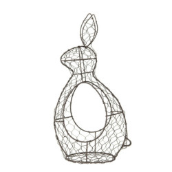 Hnědý drátěný dekorační košík králík Bunny - 18*18*37 cm