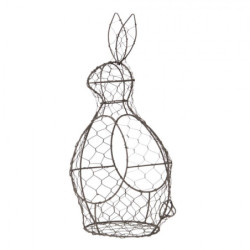 Hnědý drátěný dekorační košík králík Bunny - 18*18*37 cm