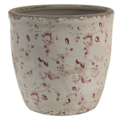 Keramický obal na květináč s jemnými kvítky Flerrié M - Ø12*12 cm