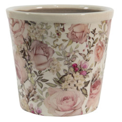 Keramický obal na květináč s růžemi Rosien S - Ø12*11 cm