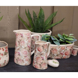 Keramický obal na květináč s růžemi Rosien - 27*13*14 cm