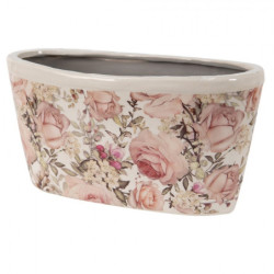 Keramický obal na květináč s růžemi Rosien - 27*13*14 cm