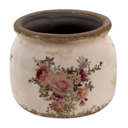Keramický obal na květináč s růžemi Rosien - Ø10*9 cm