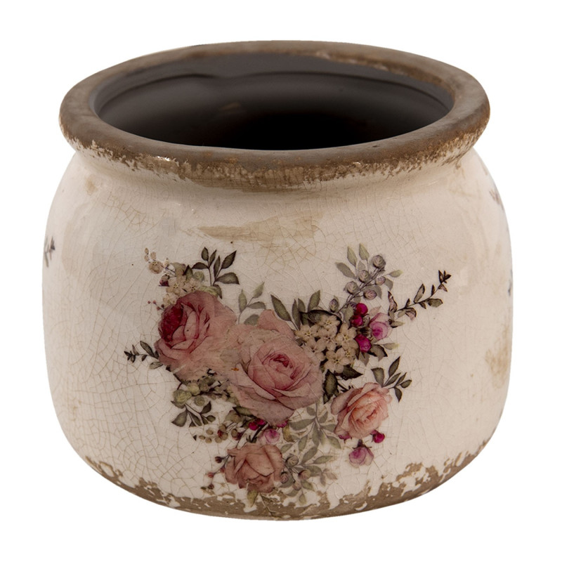 Keramický obal na květináč s růžemi Rosien - Ø10*9 cm