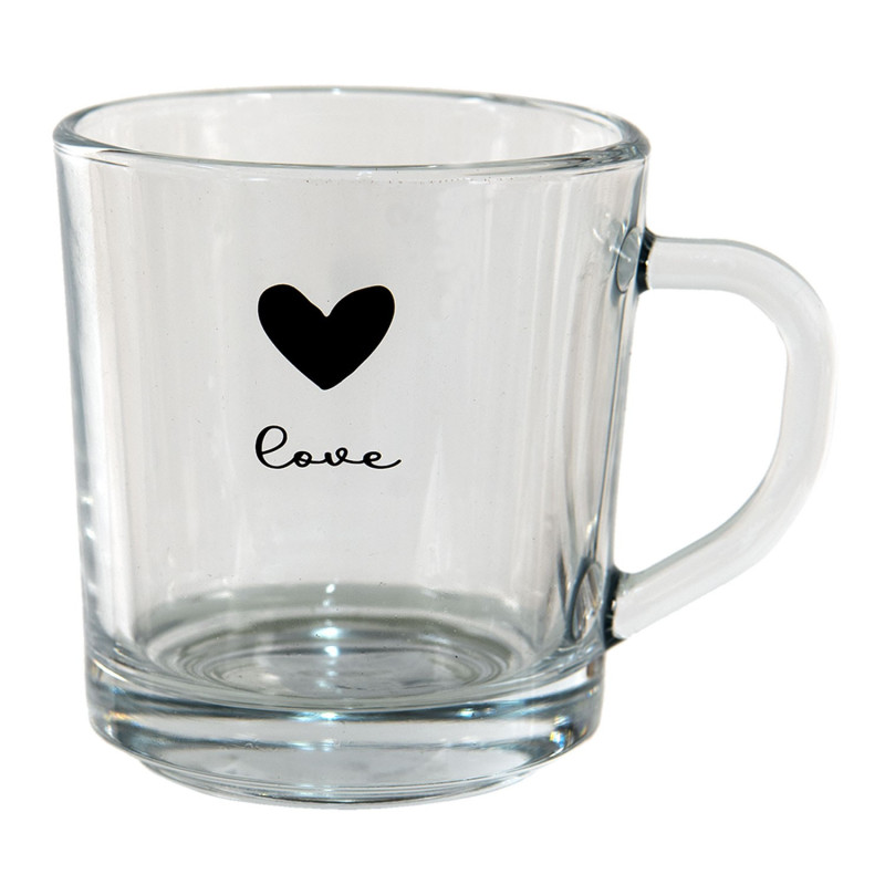 Skleněný hrneček Love - 11*8*9 cm / 250 ml