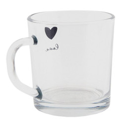 Skleněný hrneček Love - 11*8*9 cm / 250 ml