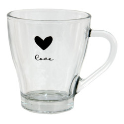 Skleněný hrneček Love - 11*8*10 cm / 200 ml