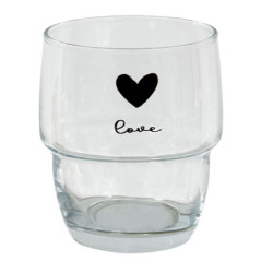 Sklenička se srdíčkem Love Birds - Ø 8*9 cm / 200 ml