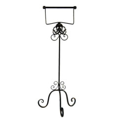 Černý antik kovový držák toaletního papíru Potier ornament - 27*24*70 cm